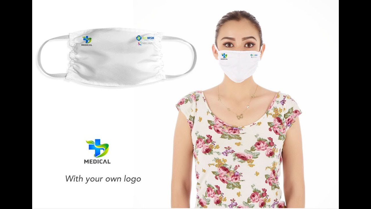 Reusable microfiber face masks - wholesale custom printing of logo & branding. 10 day antimicrobial