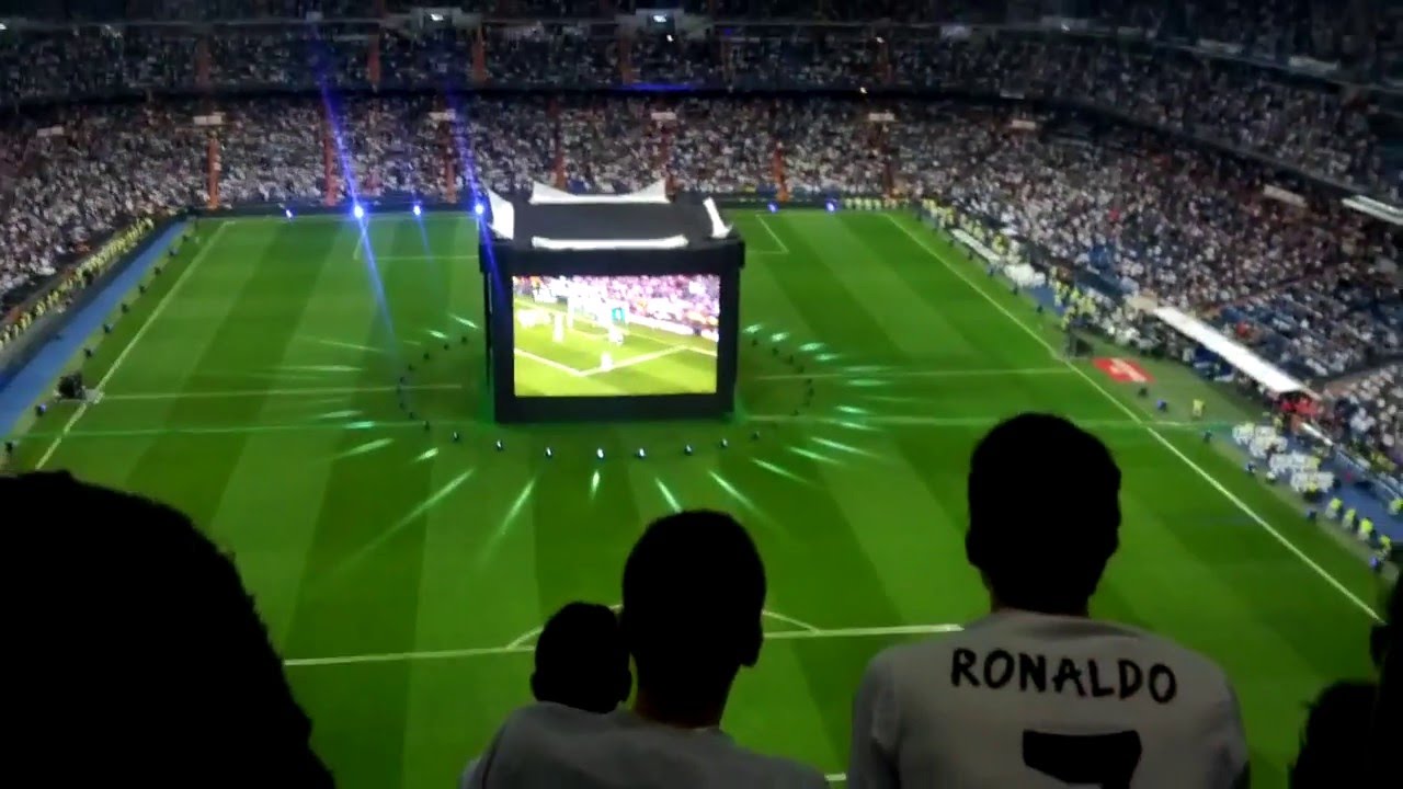 Santiago Bernabeu fans celebrating Sergio Ramos golden goal vs Atletico Madrid