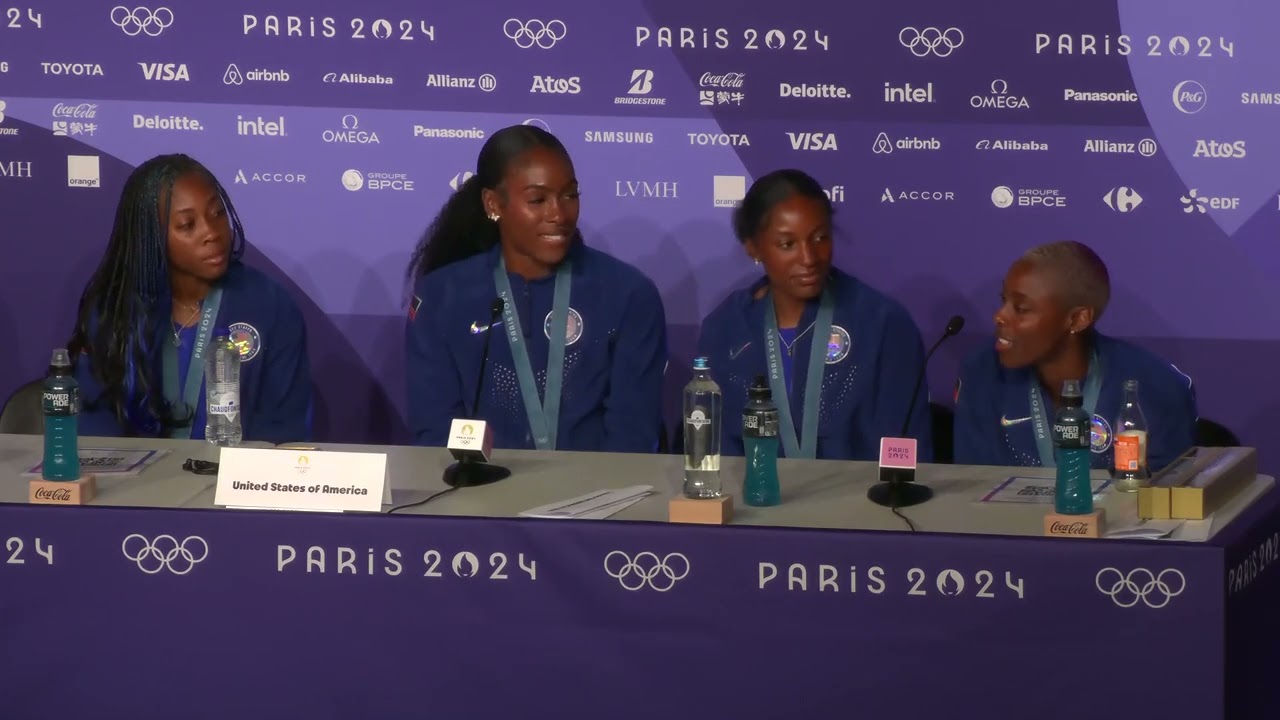 TEAM USA WOMEN WIN 4X400M OLYMPIC GOLD IN 3:15.27, 2ND-FASTEST TIME EVER | PRESS CONFERENCE