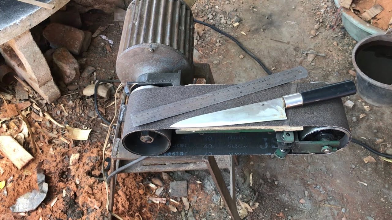 การลับคมมีดด้วยเครื่องขัดกระดาษทราย Ep1