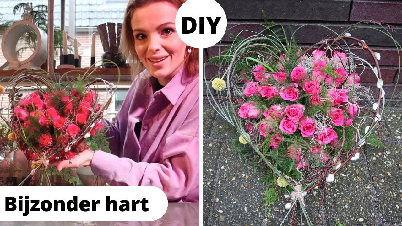 Bloemenhart BLOEMSTUK 💕+ WINACTIE !  | VALENTIJNSDAG | Cursus bloemschikken #53 |Carlein Tukkers