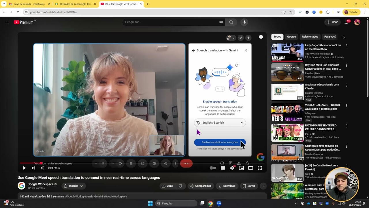 Funcionalidade de Tradução de Voz Simultanea no Google Meet