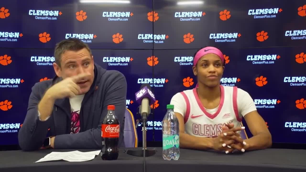 Coach Shawn Poppie, Mia Moore postgame after thrilling double-overtime win over GA Tech