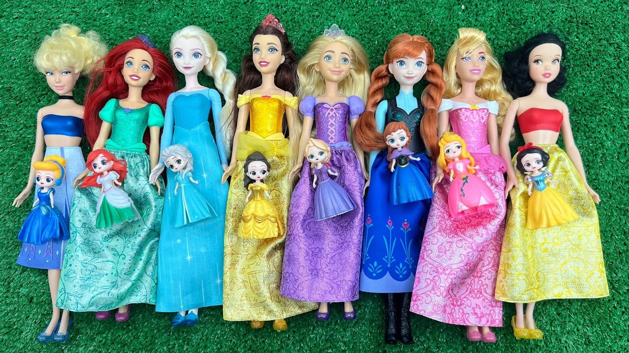 Looking For Disney Princess,  Mix Rainbow Dress! 9 MYSTERY SURPRISES Dolls Satisfying Video ASMR   K