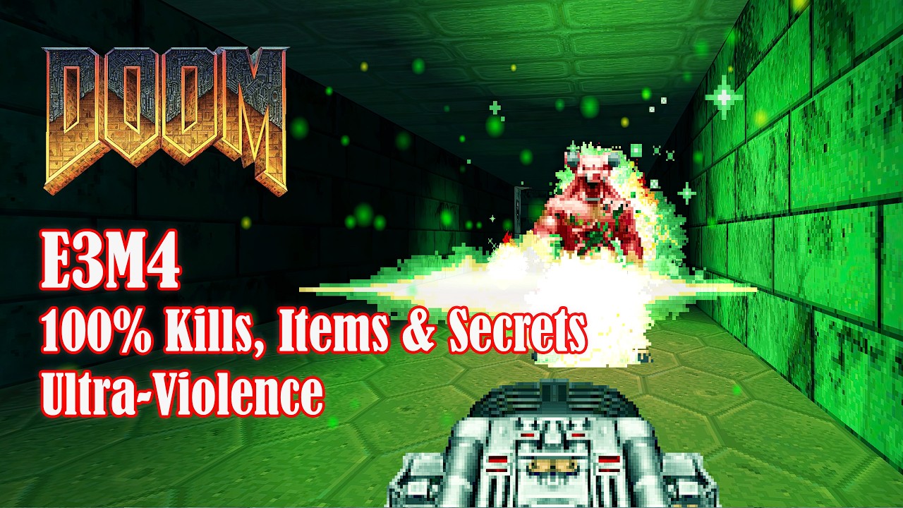 Doom E3M4 - House of Pain [100%, Ultra-Violence, No commentary]