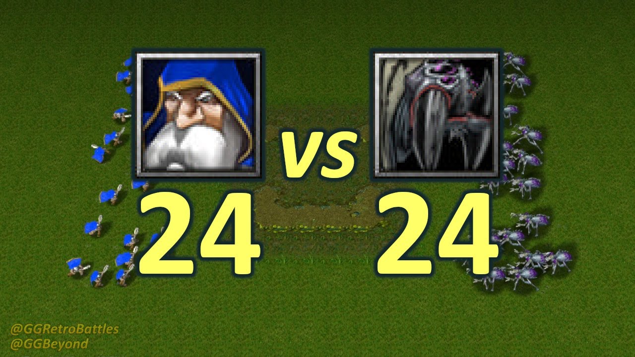 24 Riflemen vs 24 Crypt Fiends - Same Food - WarCraft III Retro Battles