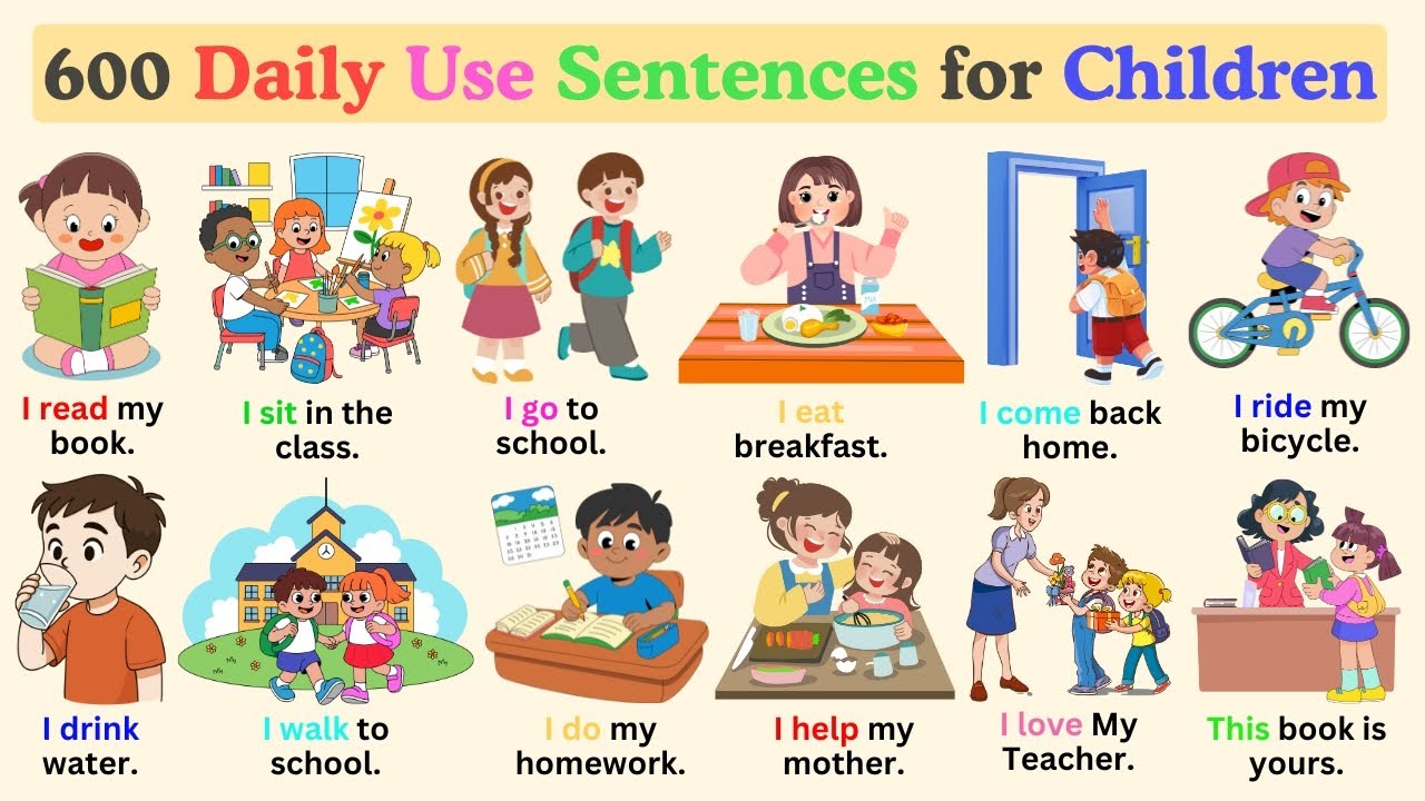 600 Daily Use Sentences for Children, English Speaking Practice at Home, Speak English With Kids