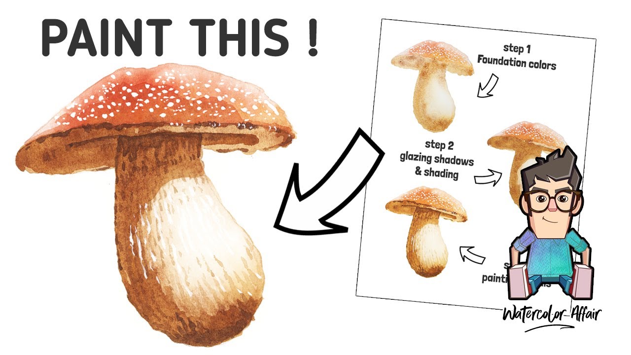 COZY AUTUMN WATERCOLOR - You Can Paint This WILD MUSHROOM in Watercolor!