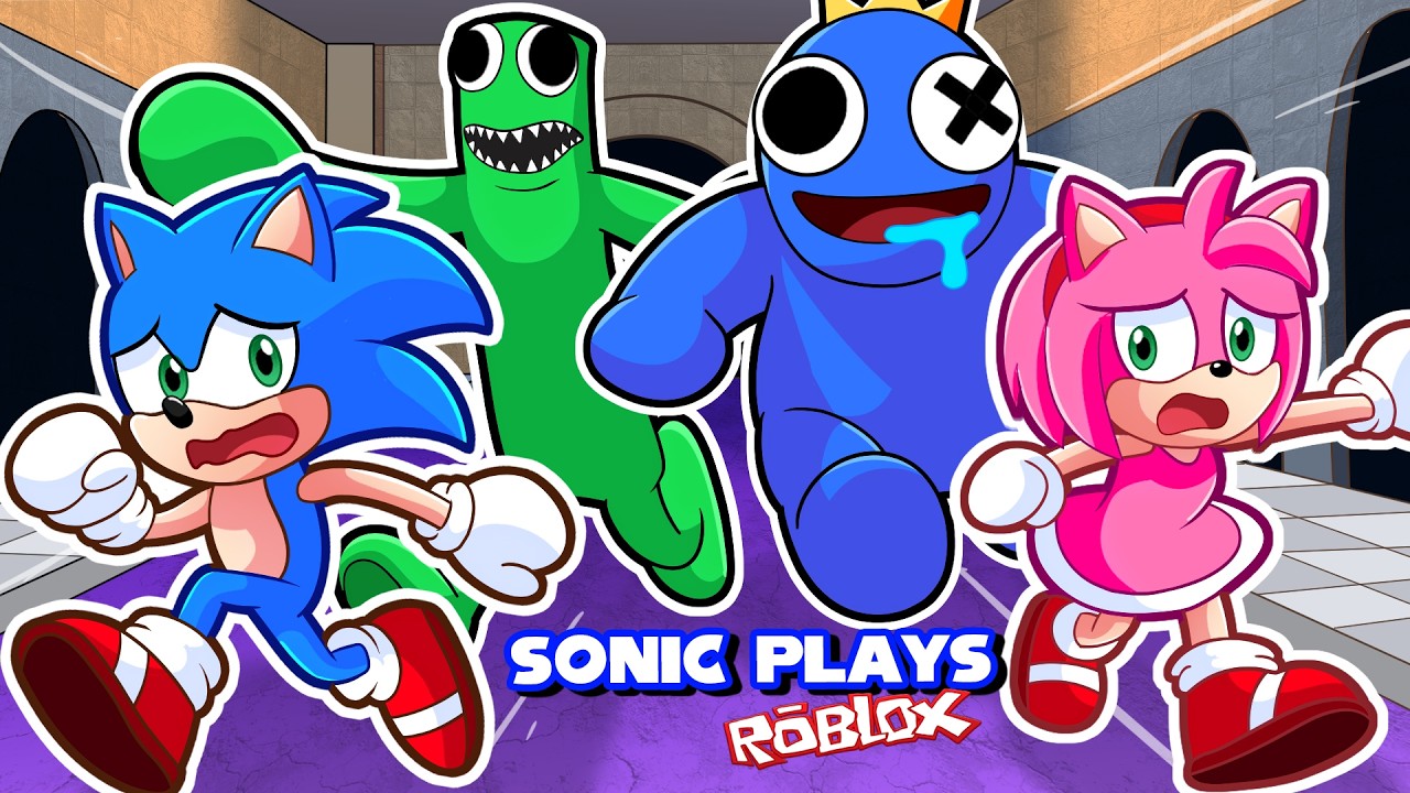 🦔 ESCAPE SCARY GREEN AND BLUE WITH SONIC! | Sonic Plays Roblox Rainbow Friends Chapter 2