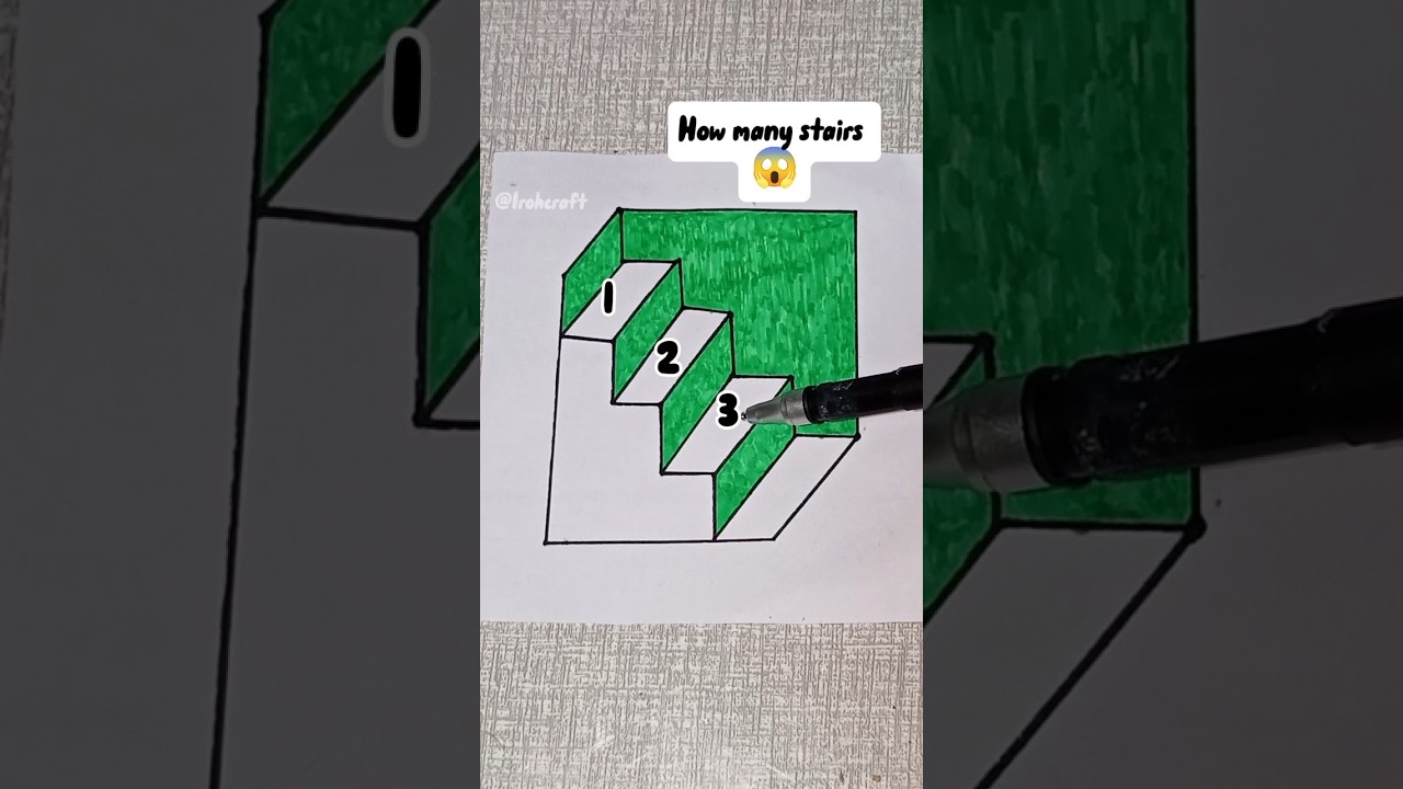 How many stairs🤔❓❓ #shorts #trending #youtubeshorts #3d #drawing #illusion