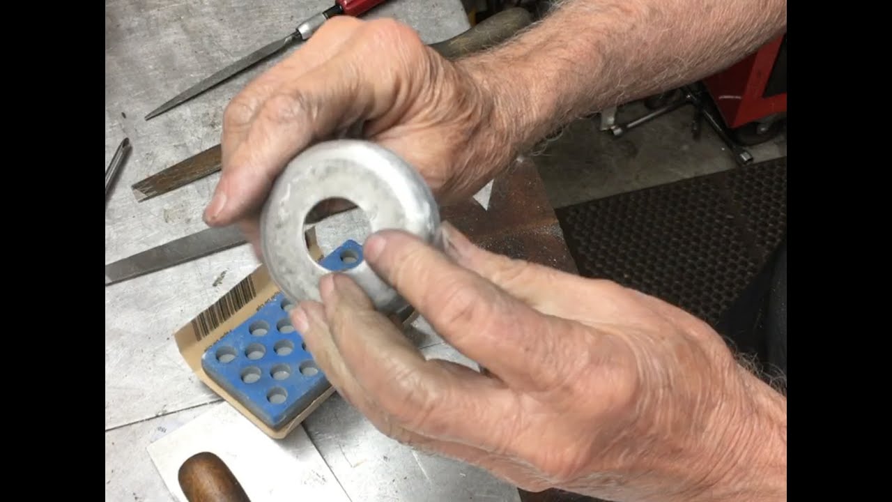 AJS Cafe Scrambler - Project: Hand Hammered Aluminum Dust Cover for the steering bearings