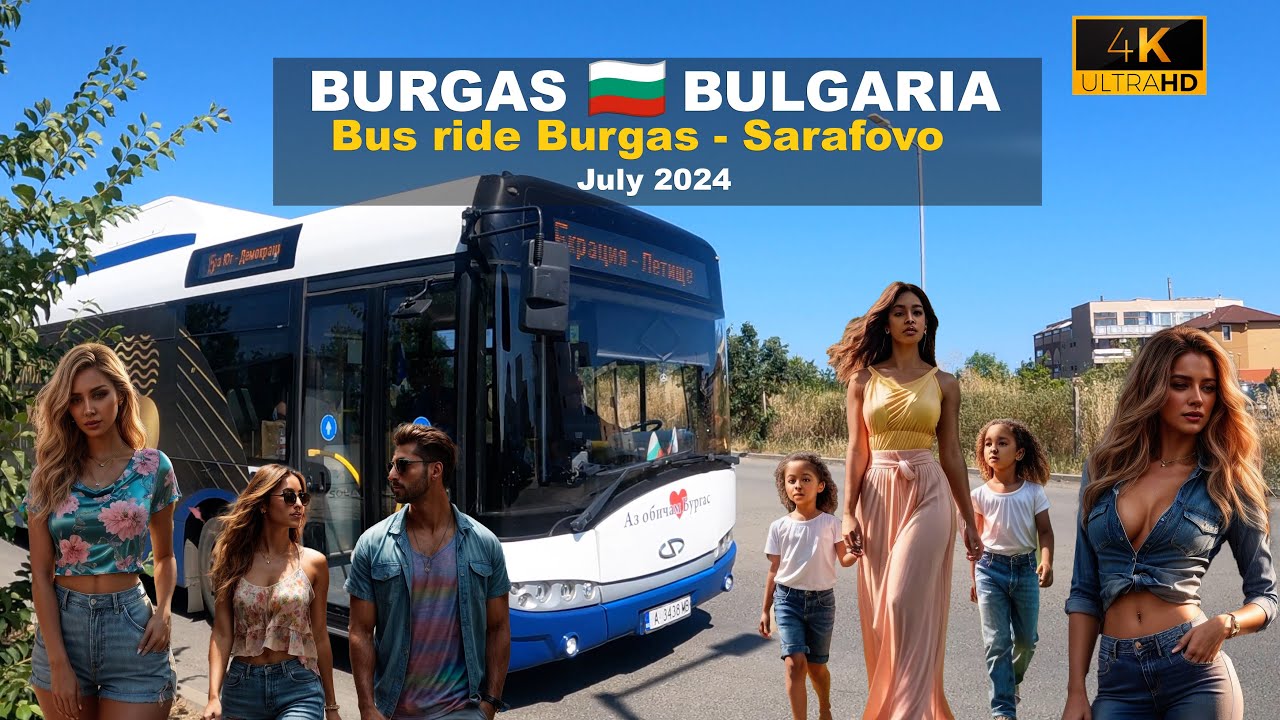 🚍 Drive by Bus No. 15 - Burgas - Sarafovo 🇧🇬 Bulgaria - July 2024 -4k 60FPS