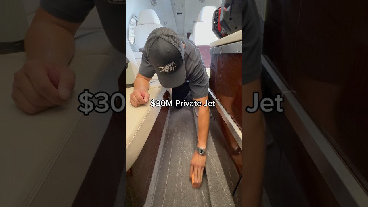 EMERGENCY Interior Detail on a $30M PRIVATE JET  #aircraftdetailing #aviation