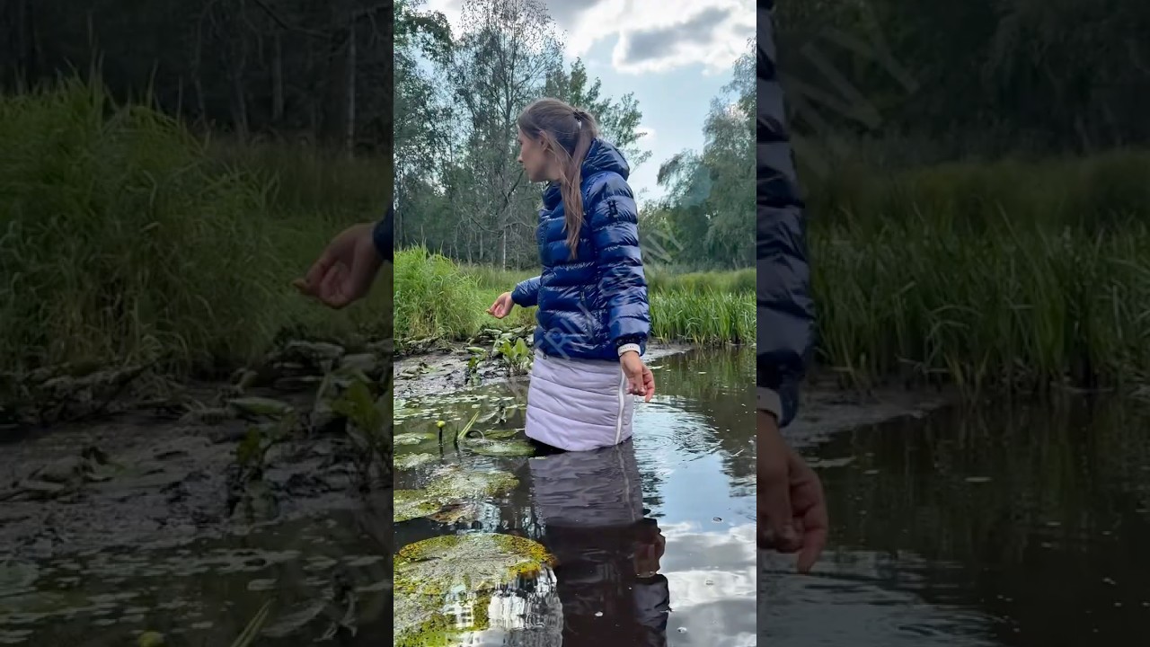 Gorgeous Lady Girl in Hunter boots very hard stuck in liquid mud wellies flooded messy helpless