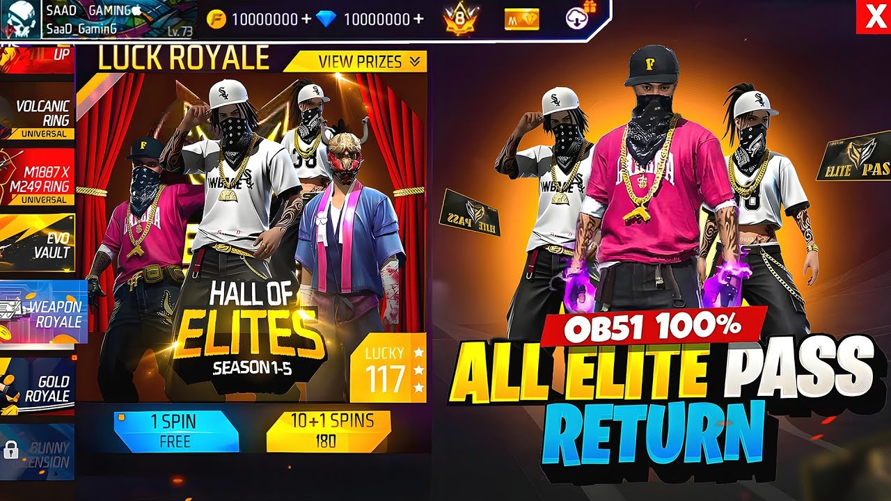Ob51 100% All Elite Pass Bundle Return | Mystery Shop Discount Event Free Fire | Free Fire New Event