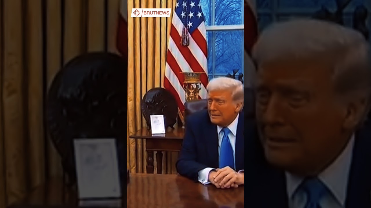 Moment Elon Musk's son whispers to Trump during press conference