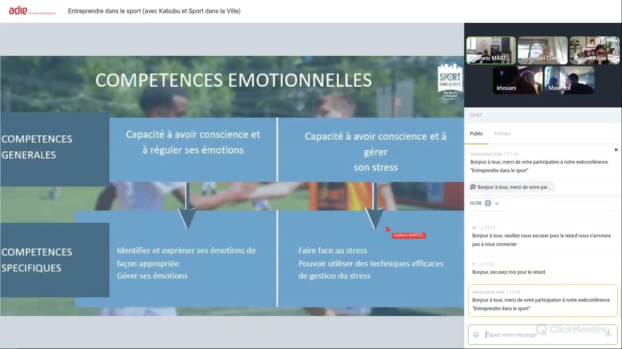 Webconférence de l'Adie : Entreprendre dans le sport  avec Kabubu, Sport dans la Ville, EDLV