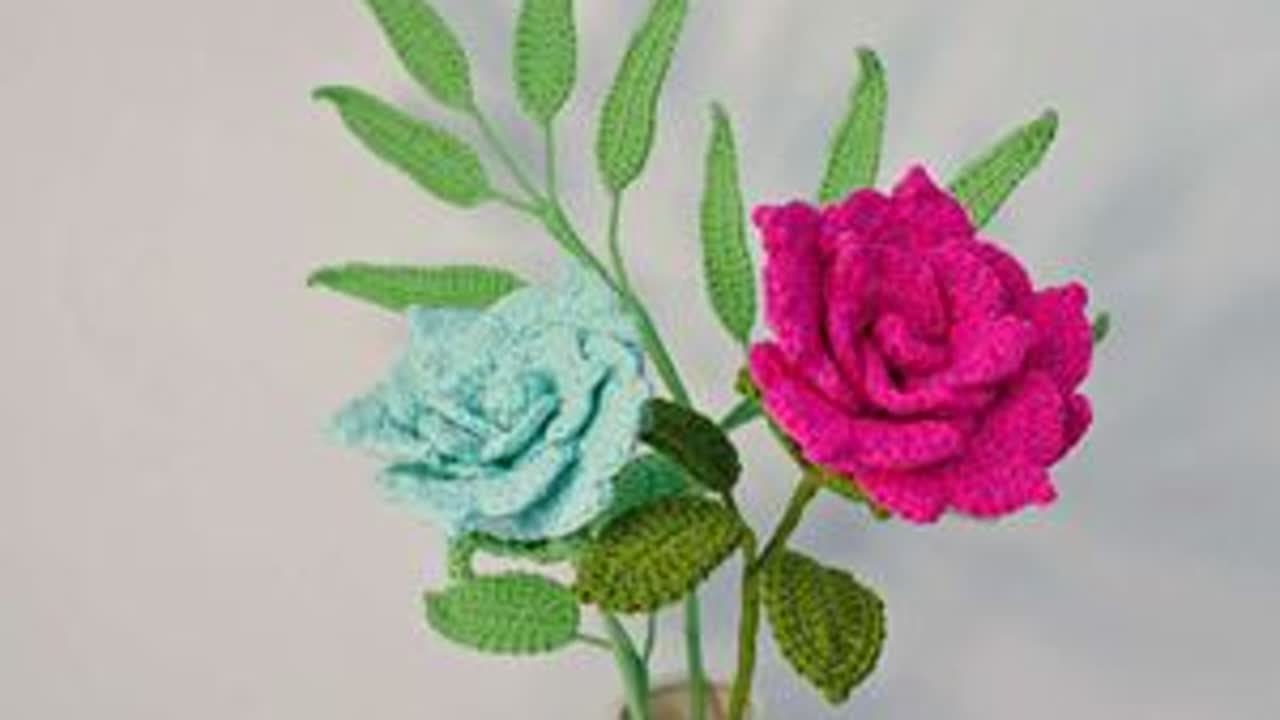 胭脂扣玫瑰钩织教程三：组装；普通针法片钩花朵，组装应该是比较重要的环节#手工 #编织教程 #爱钩织