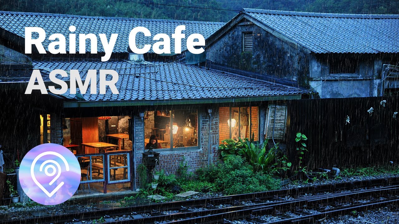 ASMR - Quiet Café White Noise with Rain #006