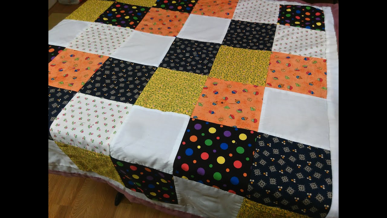 فن الكولتينج - مفرش من المربعات الصغيرة الغير منظمة. مفرش سفرة  أو سرير Quilting