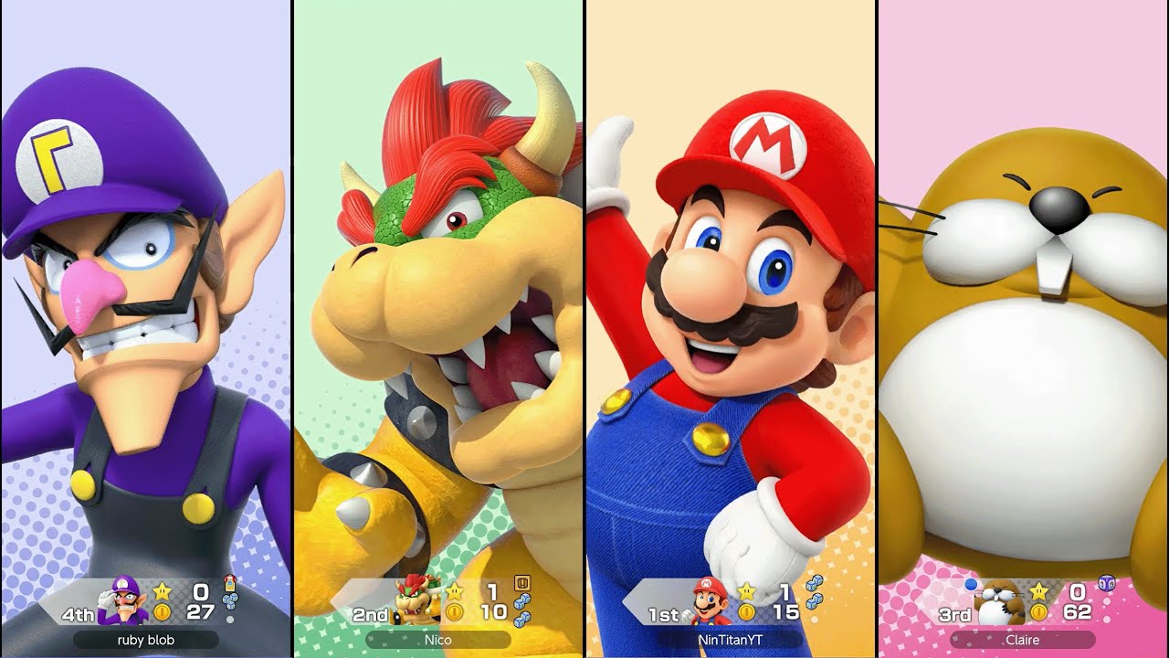 Super Mario Party Jamboree Switch 2 - Mario vs Waluigi vs Bowser vs Monty Mole - Mario's Castle