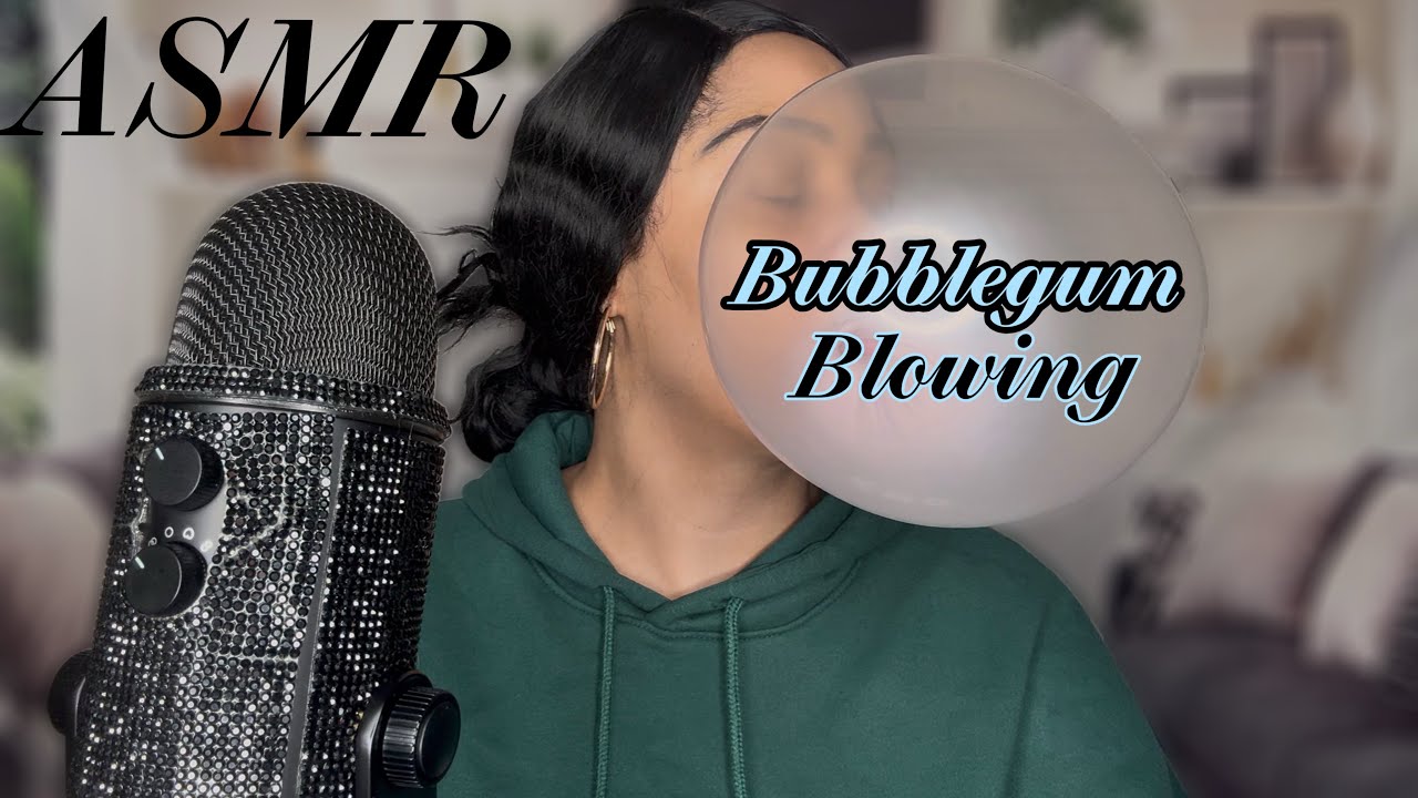 ASMR Bubbaloo Blueberry Bubblegum 💙 INTENSE Chewing & LOUD Pops + Soft Whispering (So Satisfying!)
