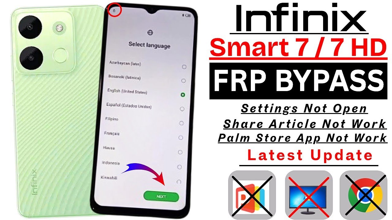 INFINIX SMART 7/7 HD : GOOGLE/FRP BYPASS  Android 12 Without PC - X6515,X6516 Google Account Bypass