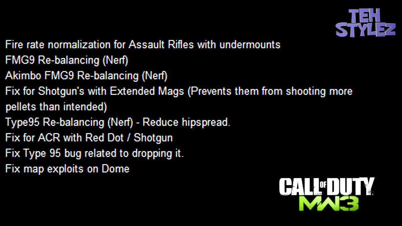MW3 NEW PATCH - Type 95 and Akimbo FMG Nerf (12/12/2011)