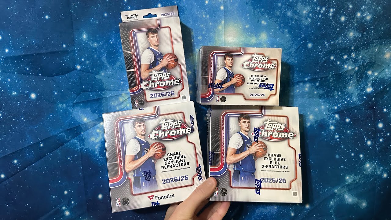 Розничная продажа баскетбольных карточек Topps Chrome 2025-26 (Fanatics Mega, Mega, Blasters, Han...