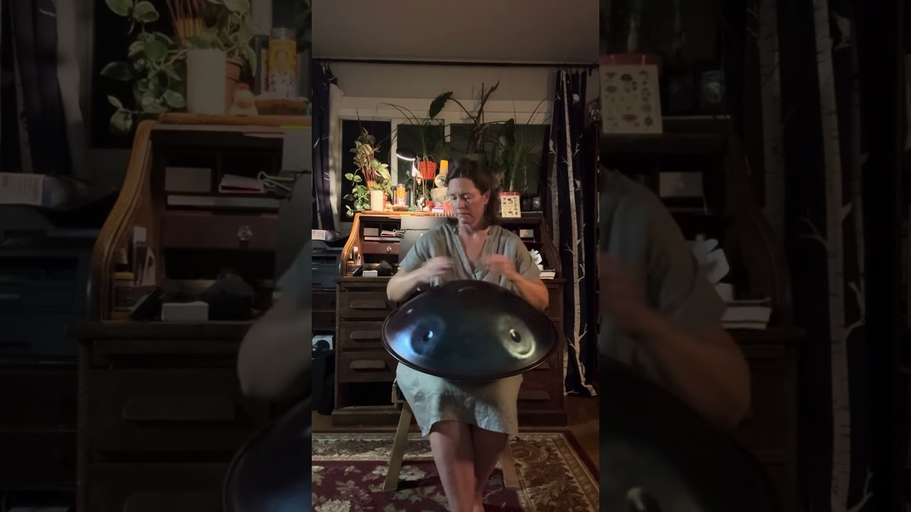 Standard chord progression on D Celtic or D Kurd handpan- Dm C Dminv Am