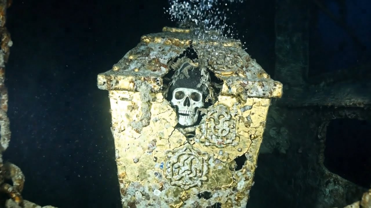 Descubra os navios naufragados dos piratas do Caribe. Será que o tesouro está enterrado para sempre?