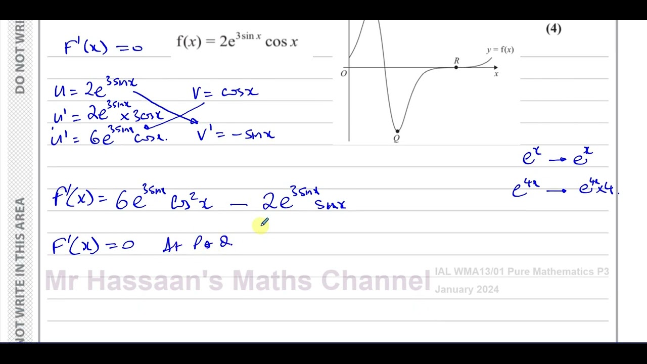 WMA13/01, (Edexcel), IAL, January 2024, Q6, Trig Equations, Differentiation, The Product Rule