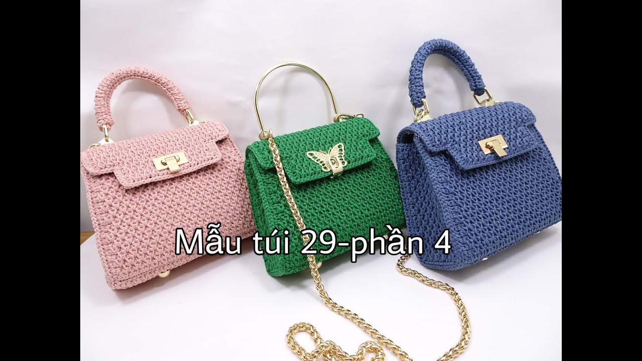 Tutorial crochet Bag- Mẫu Túi Móc Len 29-phần 4