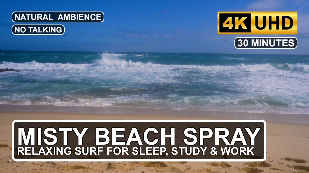 30 Minutes Relaxing Beach Sea Salt Spay  | Ocean ASMR Surf Sounds for Deep Sleep, Work & Study