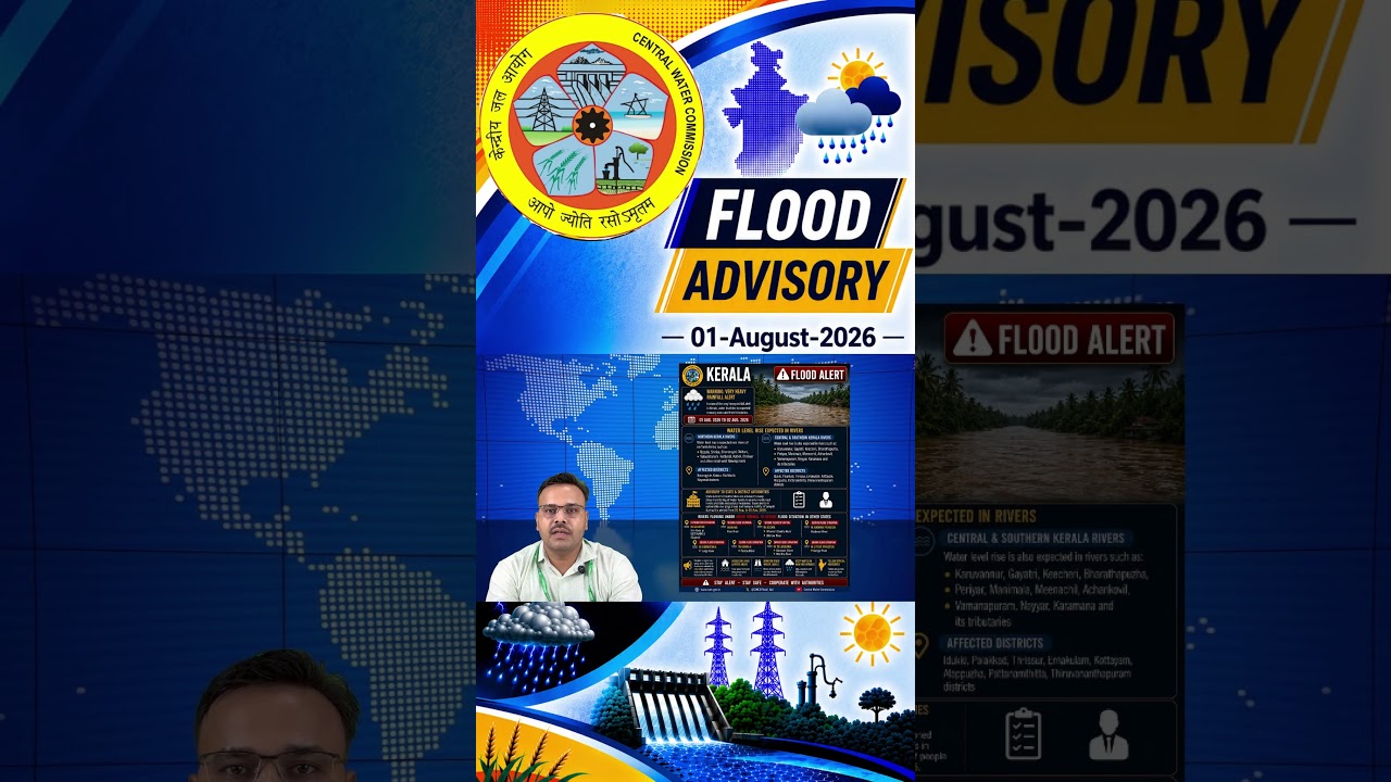 🚨 Kerala Flood Bulletin | Heavy Rain Warning | CWC River Flood Update | 08/01/2026 #Shorts