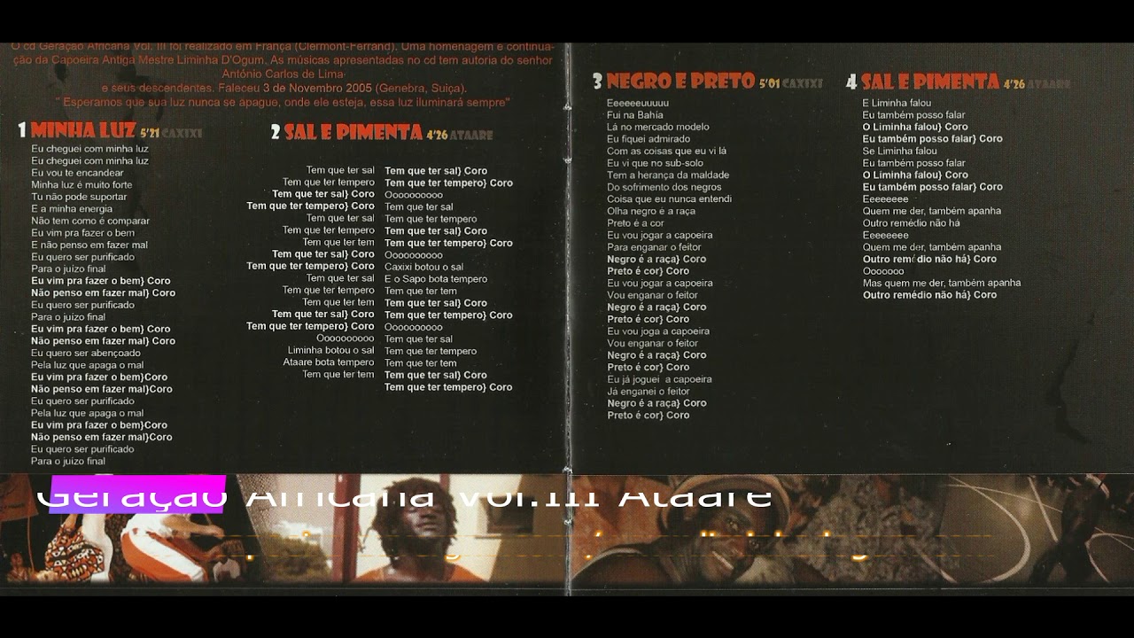 Geração Africana Vol.III / Capoeira Antiga / Mestre Liminha / Mestre Ataare