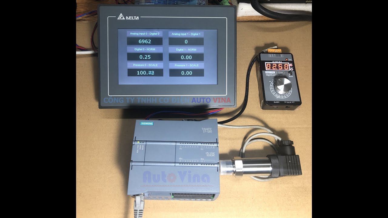Lập trình PLC S7-1200 xử lý tín hiệu Analog input cảm biến áp suất hiển thị lên màn hình DOP-107DV