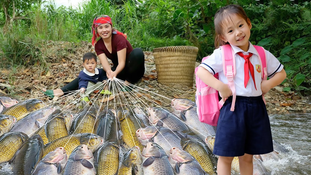 Great Joy Fishing: Chuc Duong Family Catching River Fish, Stream Fish and Pond Fish | Village Life