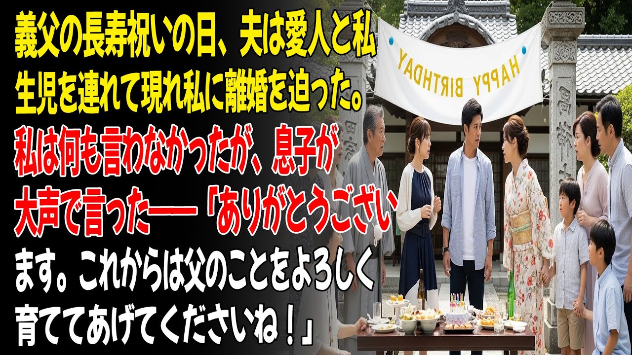 💕義父の長寿祝いの日、夫が愛人を連れて帰宅し離婚を迫った――その時、息子の一言で一家は言葉を失った！😡...ㅣ黄昏恋ㅣ老後の物語ㅣ再婚