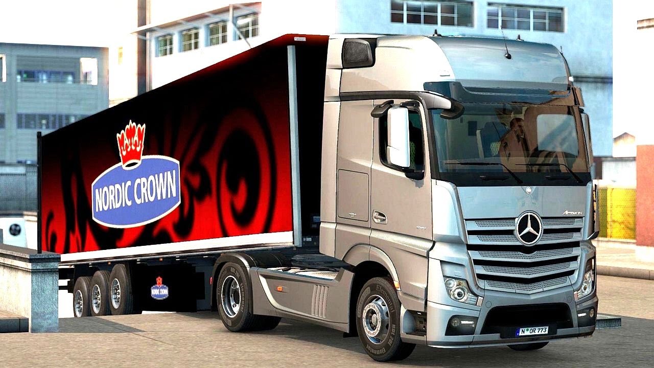 Euro Truck Simulator 2 Scandinavia DLC - Mercedes-Benz New Actros Picking up a Trailer