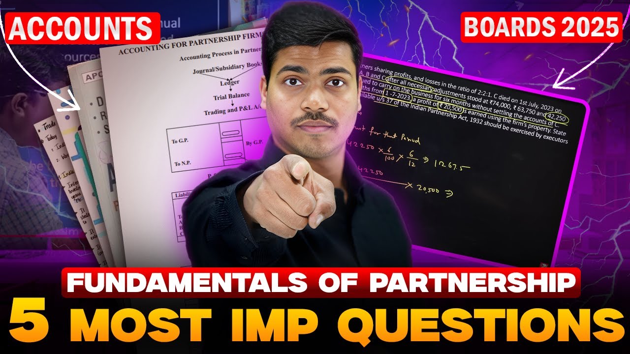 Fundamentals of Partnership | 5 Most Important Questions | Class 12 Accounts Board exam 2025