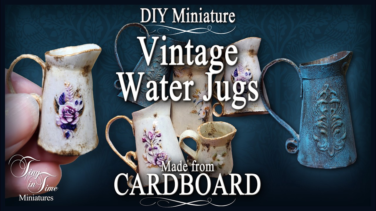 How to make Miniature Vintage Water Jug (1:12 scale) using cardboard | Easy DIY Dollhouse Tutorial