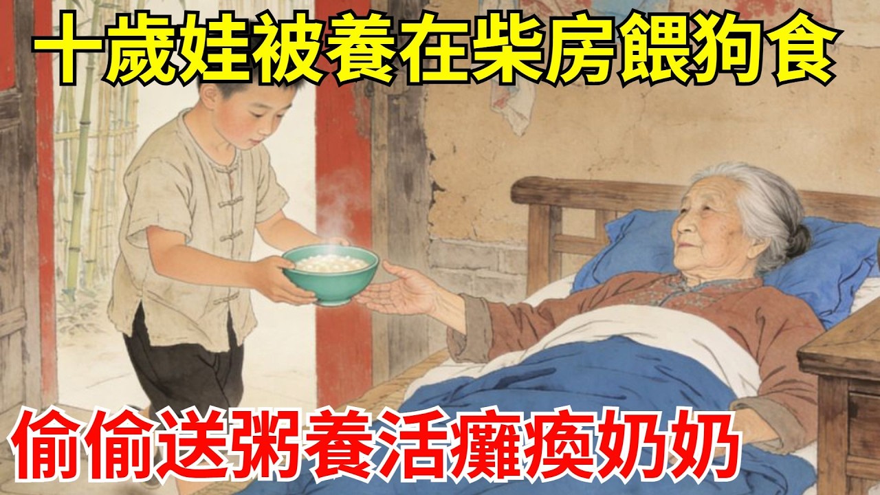 十歲娃被後媽養在柴房餵狗食，偷偷送粥養活癱瘓奶奶，三年後祠堂地磚下挖出祖宗金庫，後媽跪爛膝蓋他只扔了碗餿飯！#故事頻道#聽書#民間故事#說書#善有善報#爽文