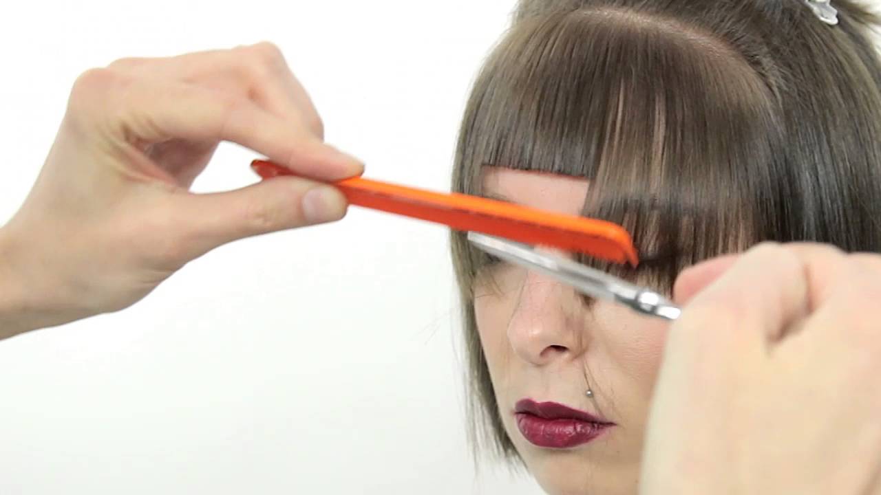 How to cut bob hair line with fringe.
