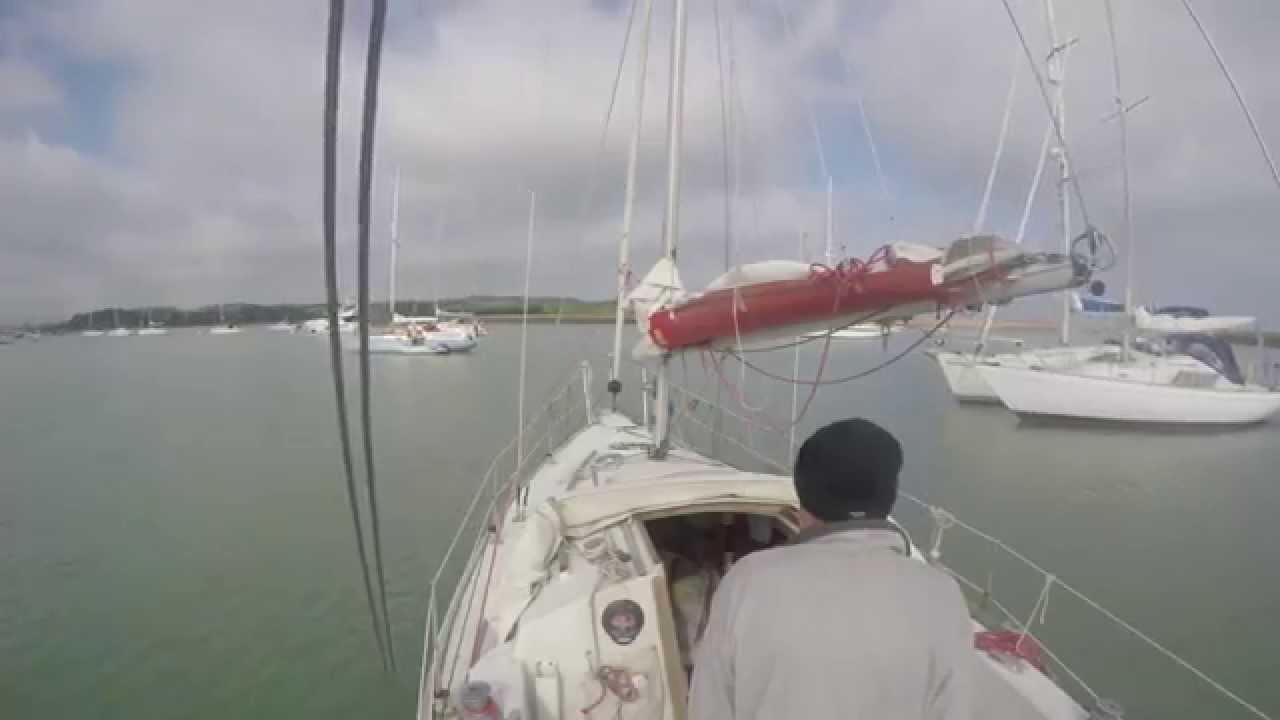 Weighing anchor and leaving Newtown river nature reserve, Isle of Wight