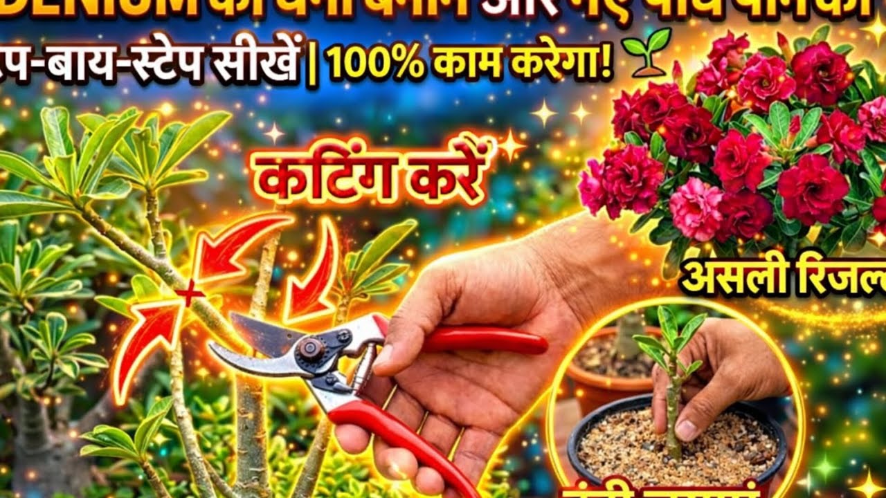 एडेनियम को घना करने का सीक्रेट 🌸🏵️| कटिंग से नए पौधे कैसे उगाएं,🌿Desert Rose  🌹 Care Tips