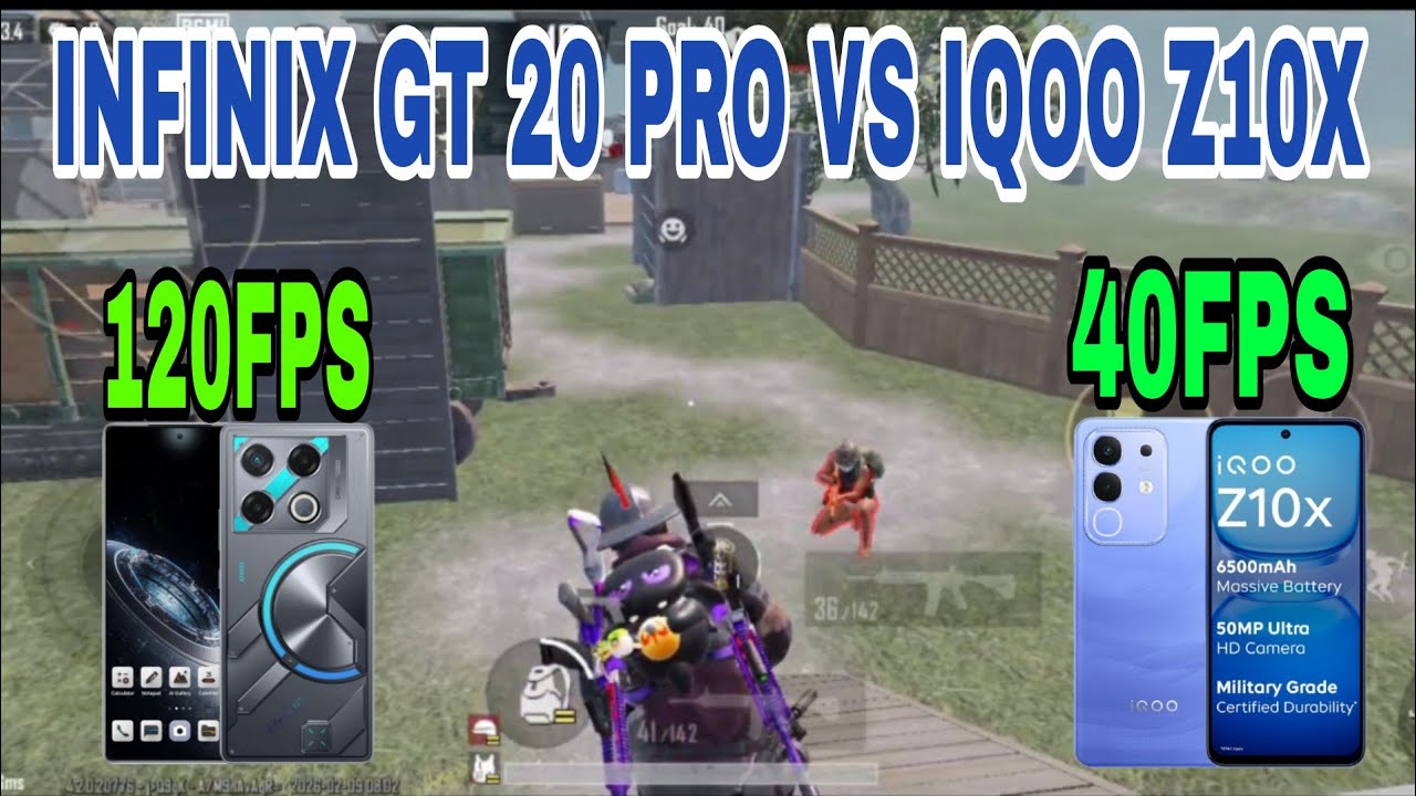 INFINIX GT 20 PRO 120FPS VS IQOO Z10X 40FPS TDM CHALLENGE BGMI