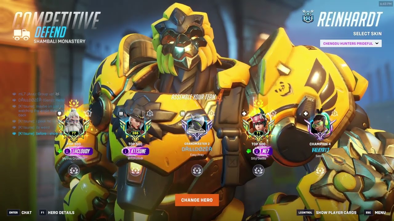 ЛУЧШИЙ РЕЙНХАРДТ - LHCLOUDY РЕЙНХАРДТ OVERWATCH 2 СЕЗОН 19 ТОП 500
