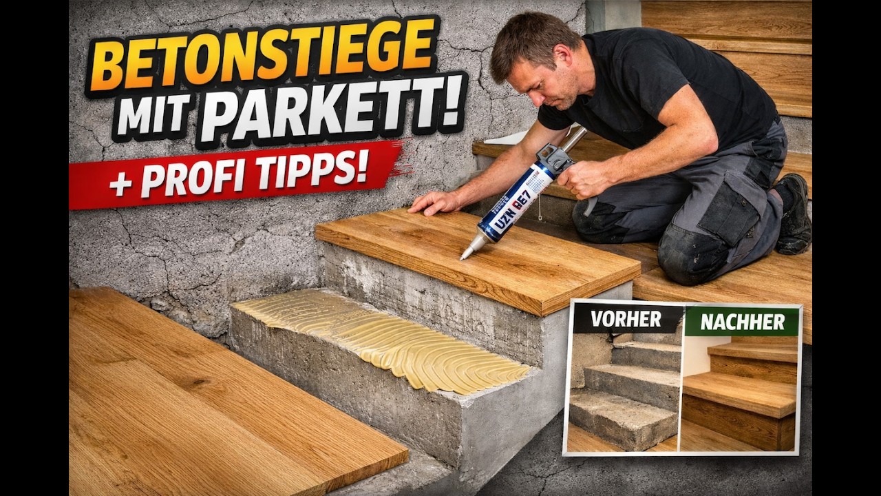 Betonstiege mit Parkett verkleiden – so machen es Profis (inkl. UZIN-System!)