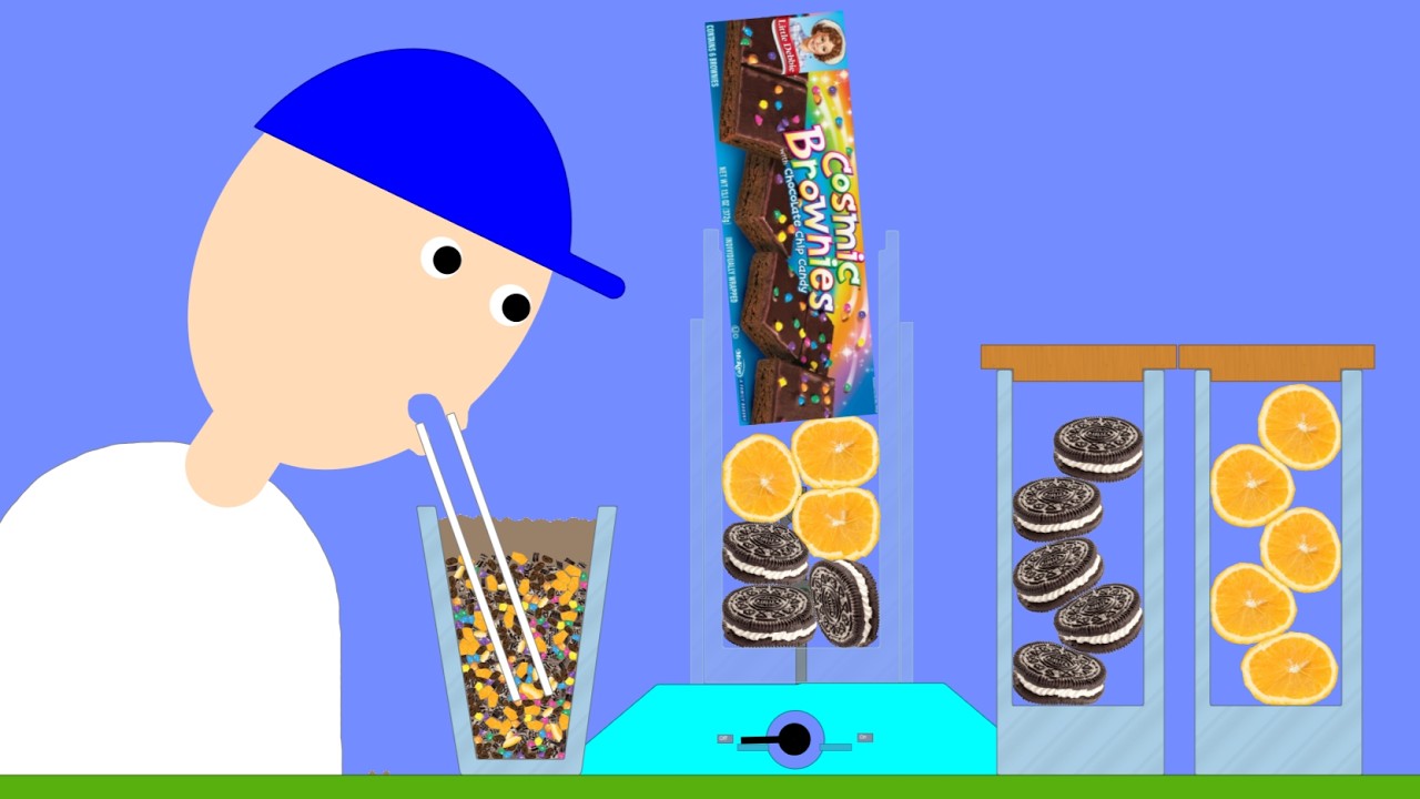 【Algodoo】Trying Cosmic Brownies and OREO Shake!　コズミックブラウニーとオレオのシェイクを作って飲んでみた